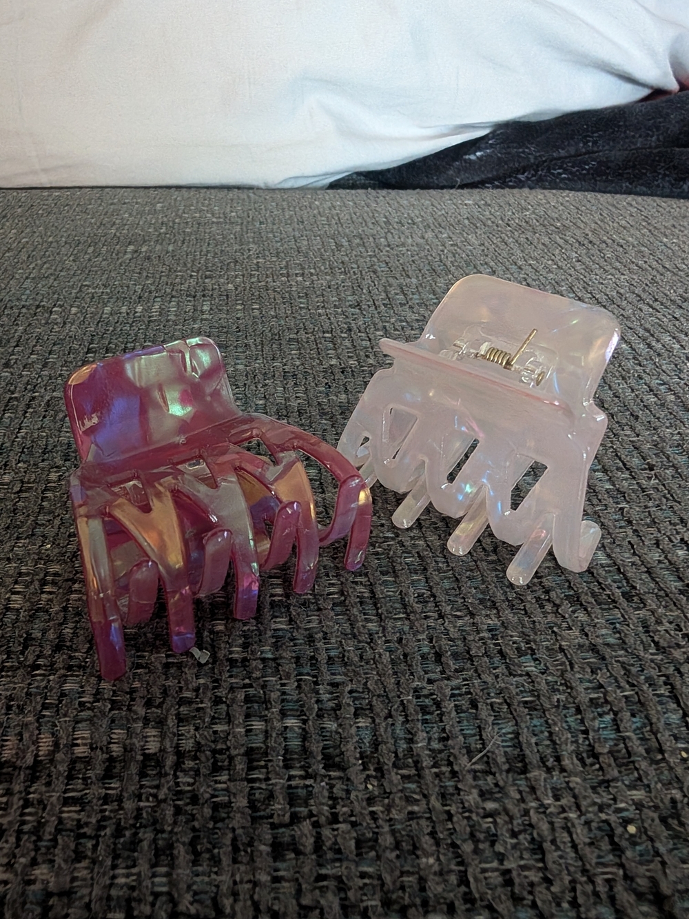 Iridescent Hair Claw Clip Set - Pink & Purple